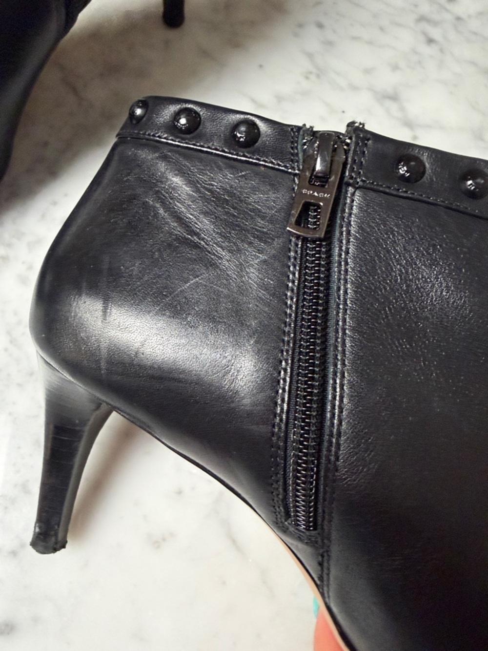 Coach Black Studded Leather Ankle Booties - Picture 3 of 5